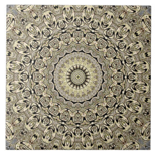 Erdfarbene Mandala Intricate geometrische Muster Fliese