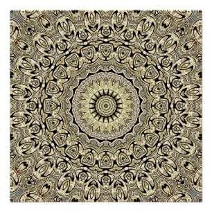 Erdfarbene Mandala Intricate geometrische Muster Poster