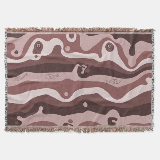 Erdfarbene Stammes-Abstract-Wurfdecke Decke (Vorderseite)