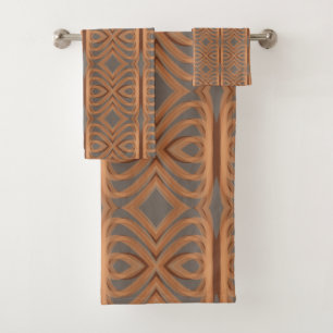 Erdfarbene Stammesband Abstract Pattern Art Badhandtuch Set