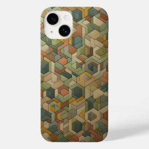 Erdfarbener geometrischer Sechseck-Handyhülle - Mo Case-Mate iPhone 14 Hülle