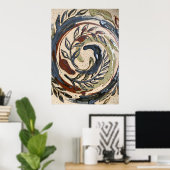 Erdfarbener Spiral Botanik Poster (Heimbüro)