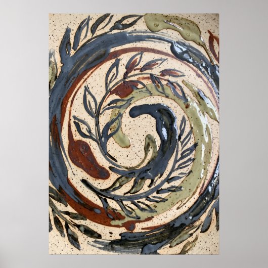 Erdfarbener Spiral Botanik Poster (Vorne)