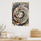 Erdfarbener Spiral Botanik Poster (Küche)