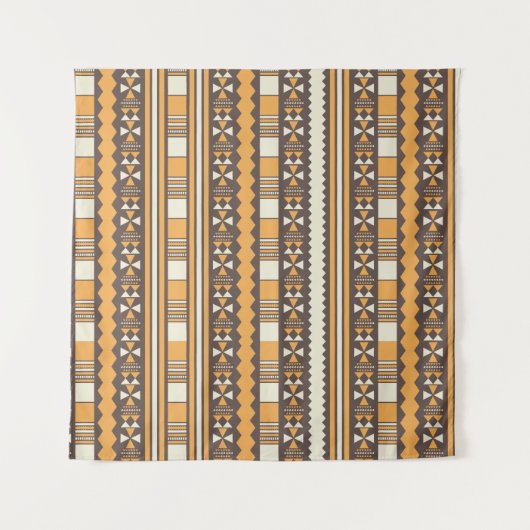 Erdfarbener tribaler geometrischer Muster-Boho-Wan Wandteppich (Vorderseite (Horizontal))