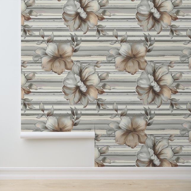 Erdfarbenromantische Blume blüht horizontal Tapete (Anwendung)