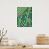 Erdgeometrie Abstrakt in Grün und Olivenöl Poster (Küche)