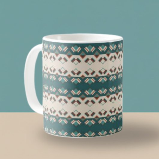 Erdgitter Teal- und Braune Tragetasche Kaffeetasse