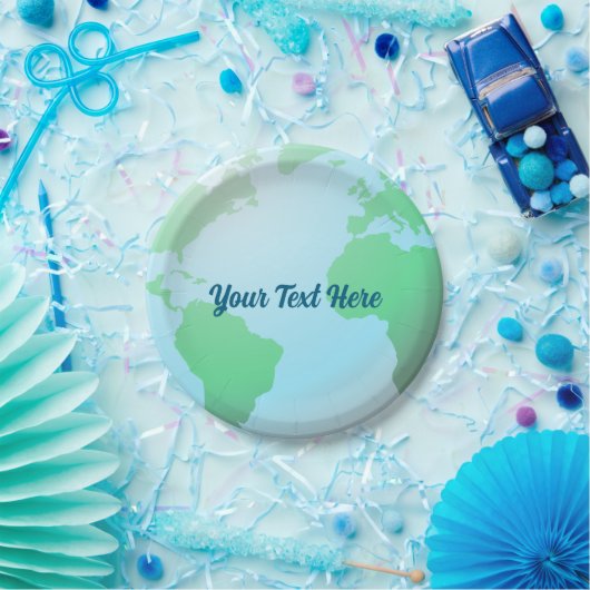 Erdglobe-Hintergrund mit beliebigem Text Pappteller (Party)