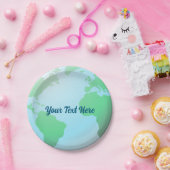 Erdglobe-Hintergrund mit beliebigem Text Pappteller (Party)