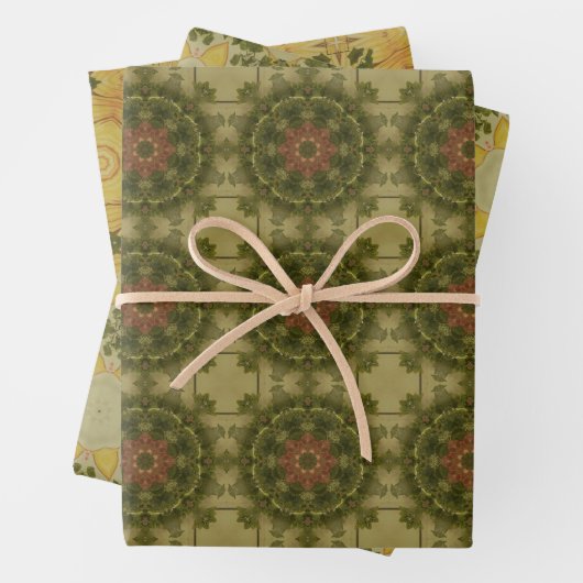 Erdgrün geometrisches Muster Nr. 1 Geschenkpapier Set (Beispiel)