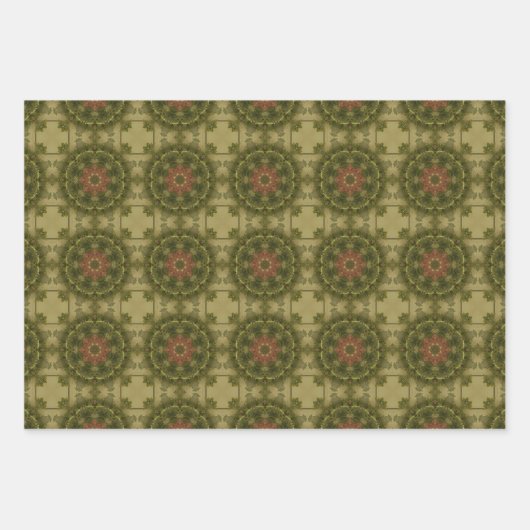 Erdgrün geometrisches Muster Nr. 1 Geschenkpapier Set (Vorderseite)