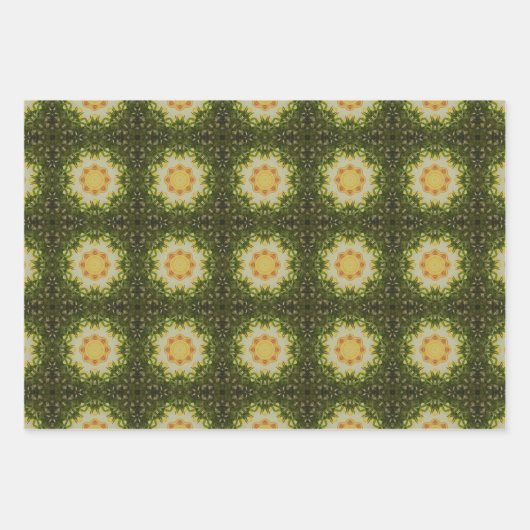 Erdgrün geometrisches Muster Nr. 3 Geschenkpapier Set (Vorderseite)