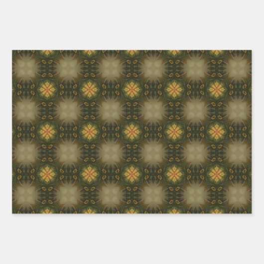 Erdgrün geometrisches Muster Nr. 4 Geschenkpapier Set (Vorderseite)