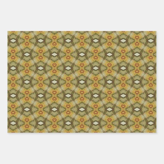 Erdgrün geometrisches Muster Nr. 6 Geschenkpapier Set (Vorderseite 2)