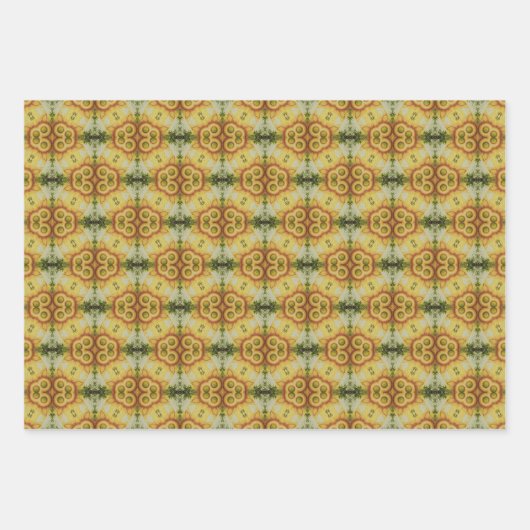 Erdgrün geometrisches Muster Nr. 6 Geschenkpapier Set (Vorderseite)