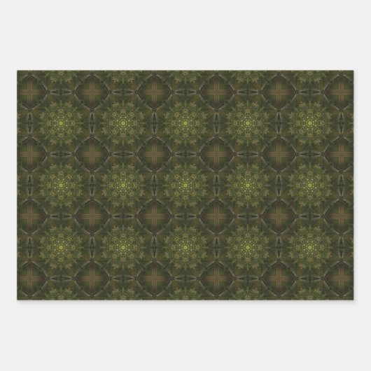 Erdgrün geometrisches Muster Nr. 7 Geschenkpapier Set (Vorderseite 2)