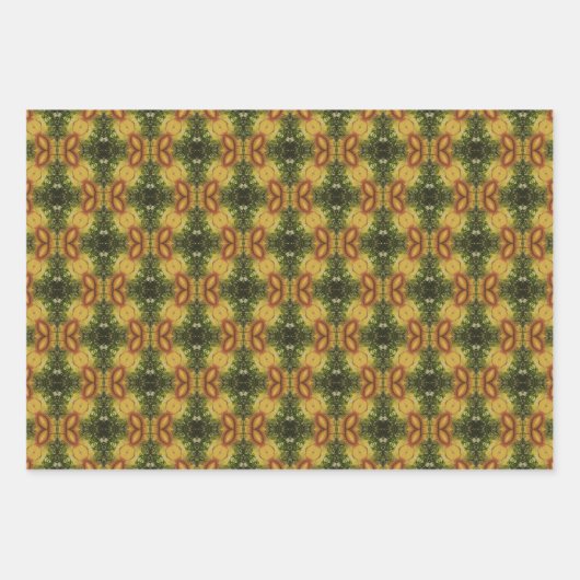 Erdgrün geometrisches Muster Nr. 7 Geschenkpapier Set (Vorderseite)