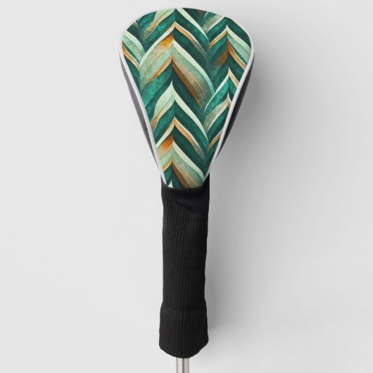 Erdgrüne Art Deco Ventilator Muster (4) Golf Headcover (Vorderseite)