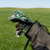 Erdgrüne Art Deco Ventilator Muster (4) Golf Headcover (In SItu)