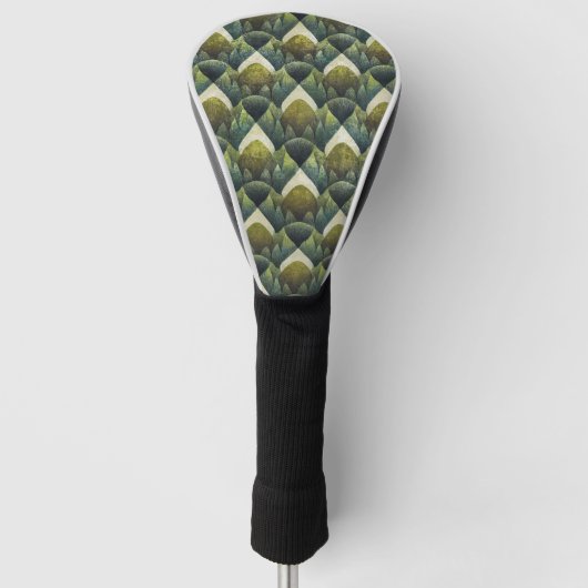 Erdgrüne Art Deco Ventilator Muster (5) Golf Headcover (Vorderseite)
