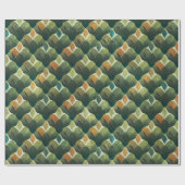 Erdgrüne Art Deco Ventilator Muster Geschenkpapier (Flach)