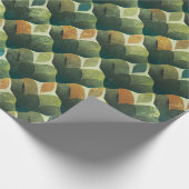 Erdgrüne Art Deco Ventilator Muster Geschenkpapier (Ecke)