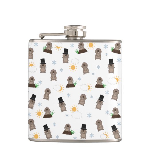 Erdhog-Tagesmuster Flachmann (Vorderseite)