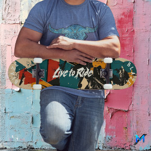 Erdige abstrakte Graffiti - Live to Ride-Motto Skateboard