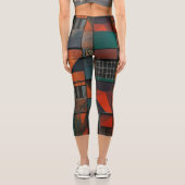 Erdige abstrakte Patchwork-Yogahosen Capri Leggings (Rückseite)