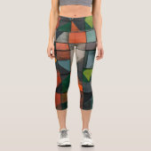 Erdige abstrakte Patchwork-Yogahosen Capri Leggings (Vorderseite)