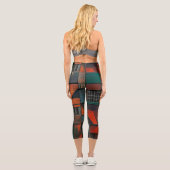 Erdige abstrakte Patchwork-Yogahosen Capri Leggings (Rückseite)