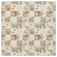 Erdige Beige Patchworkquilt Vintage Cottagecore