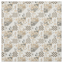 Erdige Beige Patchworkquilt Vintage Cottagecore