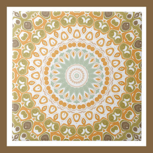 Erdige Bernstein- und Moos-Mandala-Design Fliese