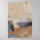 Erdige Blaue Abstrakte Pinselstriche Poster (Vorne)