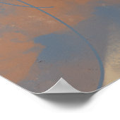 Erdige blaue und ockerfarbene abstrakte Pinselstri Poster (Ecke)