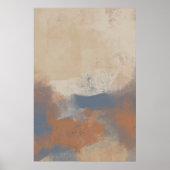 Erdige blaue und ockerfarbene abstrakte Pinselstri Poster (Vorne)