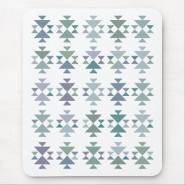Erdige Blaugrüne Geometrische Dreiecks Aztekenmust Mousepad