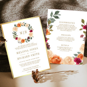 Erdige Blumenkranz Alles in einem Hochzeit Einladung