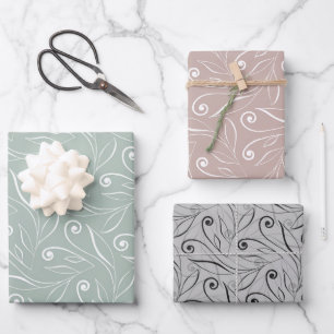 Erdige Blumenwirbel Geschenkpapier Set