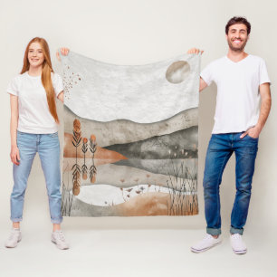 Erdige Boheme-Landschaft am See mit Terrakotta-Mon Fleecedecke