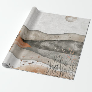 Erdige Boheme-Landschaft am See mit Terrakotta-Mon Geschenkpapier