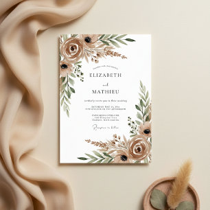 Erdige bohemianische Hochzeit in Tan Einladung