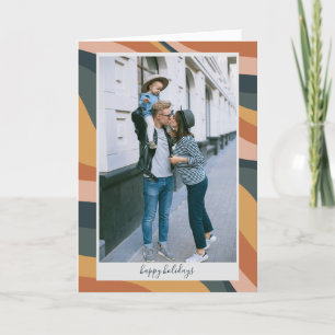 Erdige Boho-Abstrakte Wellenlinien Terrakotta-Foto Feiertagskarte