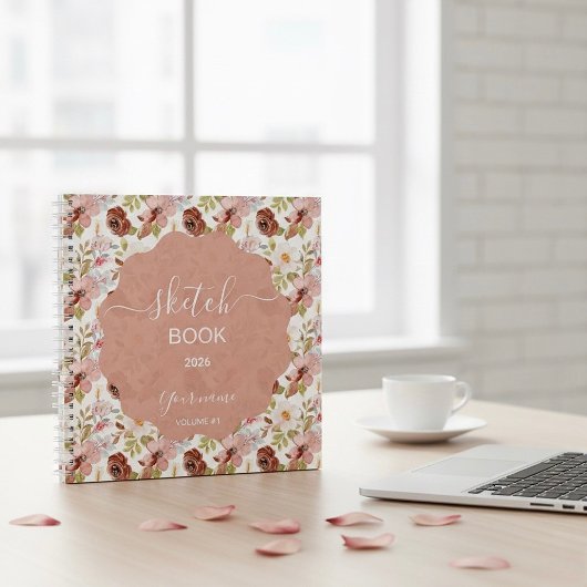 Erdige Boho-Blumen Notizblock