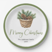 Erdige Boho-Botanische Weihnachtsbouquet-Dinner  Pappteller (Vorderseite)