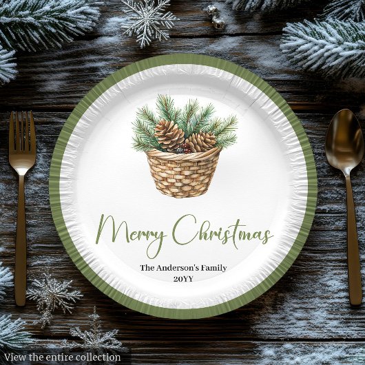 Erdige Boho-Botanische Weihnachtsbouquet-Dinner  Pappteller
