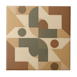 Erdige Boho-Geometrische Abstraktion Fliese
