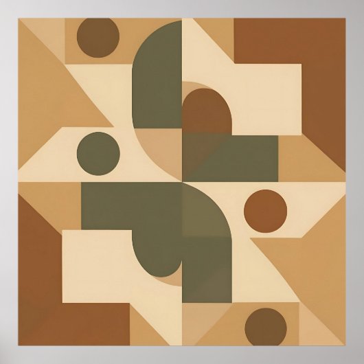 Erdige Boho-Geometrische Abstraktion Poster (Vorne)